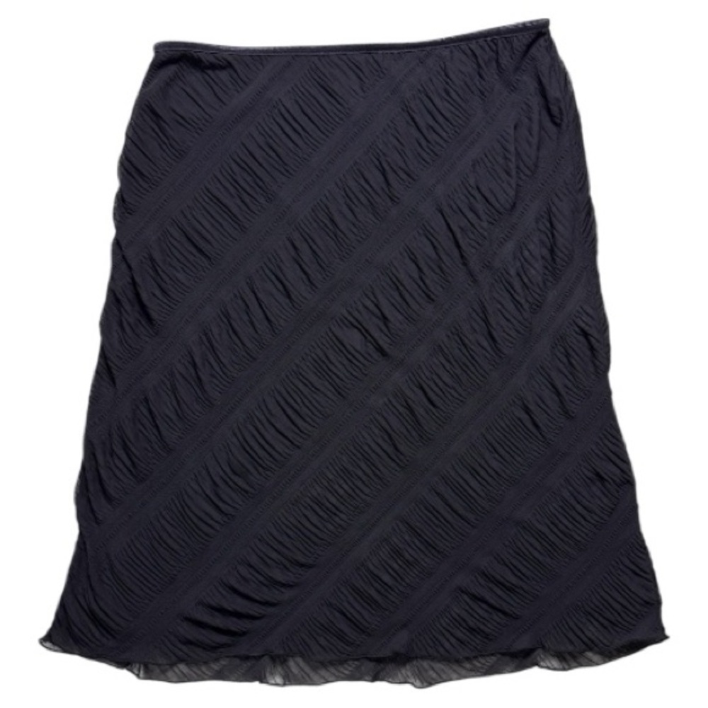 Kenneth Cole New York Black Ruched Midi Lined Skirt Size Medium